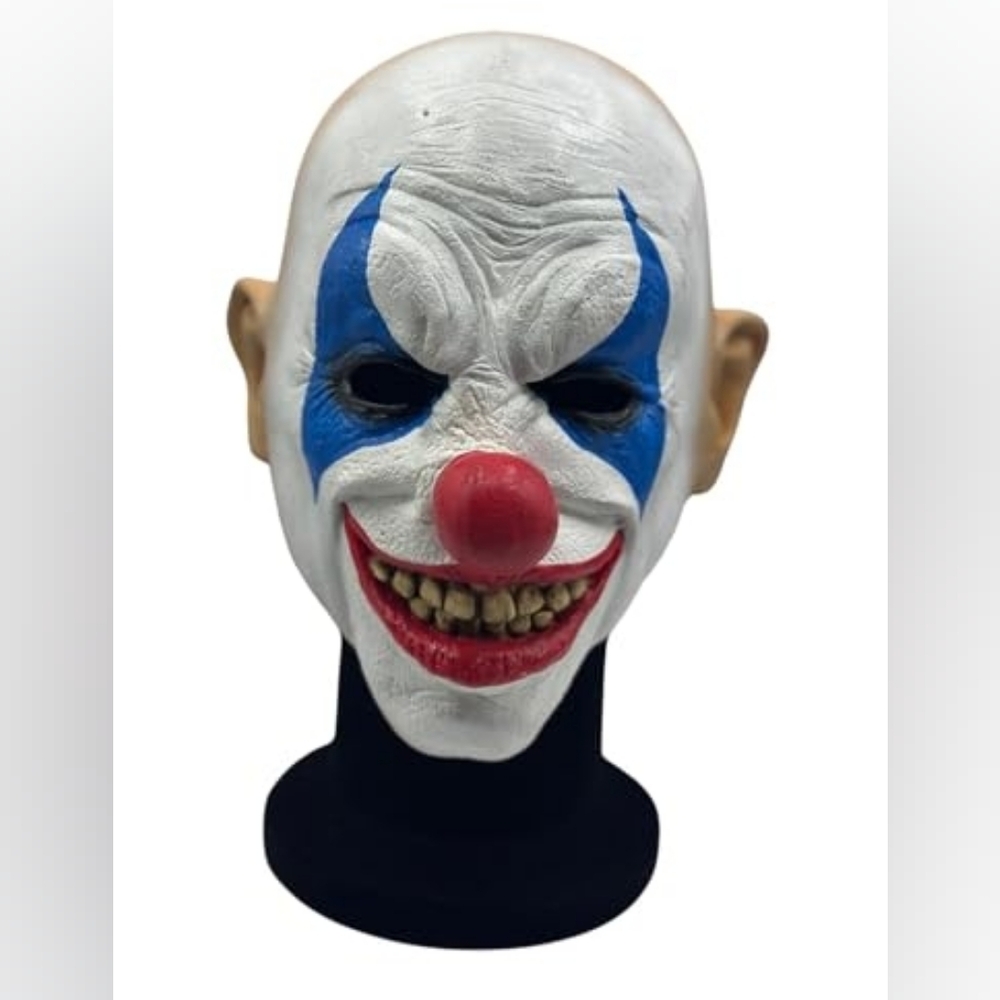 Creepy Clown Jester Mask with Blue and Red Accents
